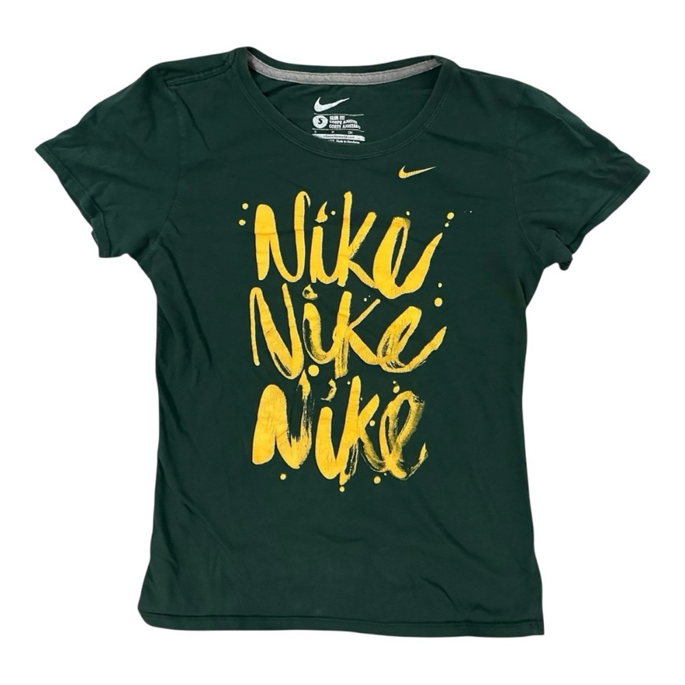 Nike Dark Green Tee with‎ Bold Yellow Print